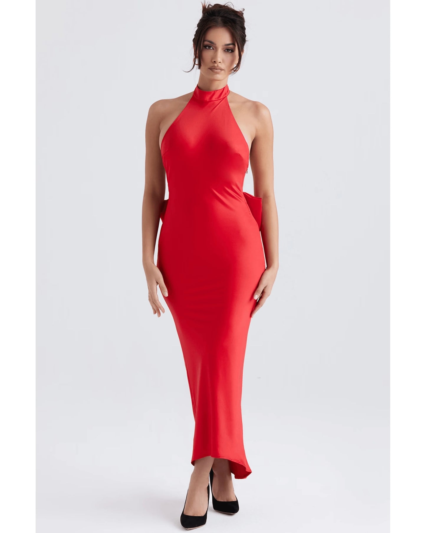 Halter Back Bow Maxi Dress